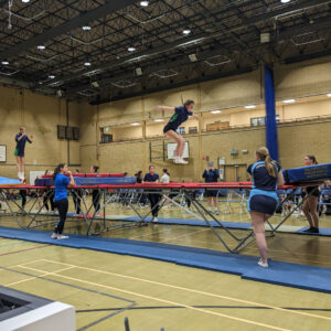 Girls jumping on trampoline